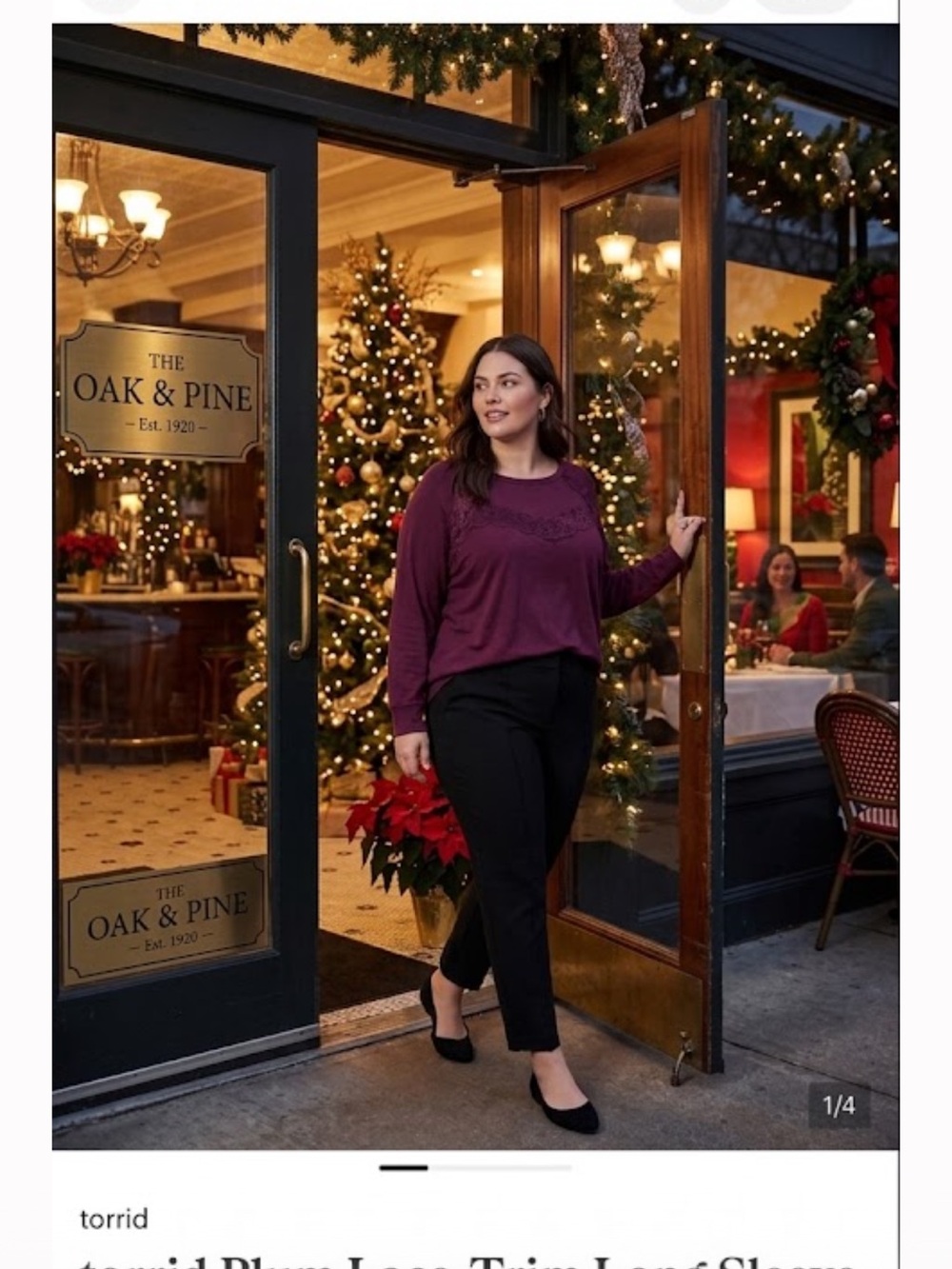 torrid Plum Lace-Trim Long Sleeve Tee soft and comfy ptp 22